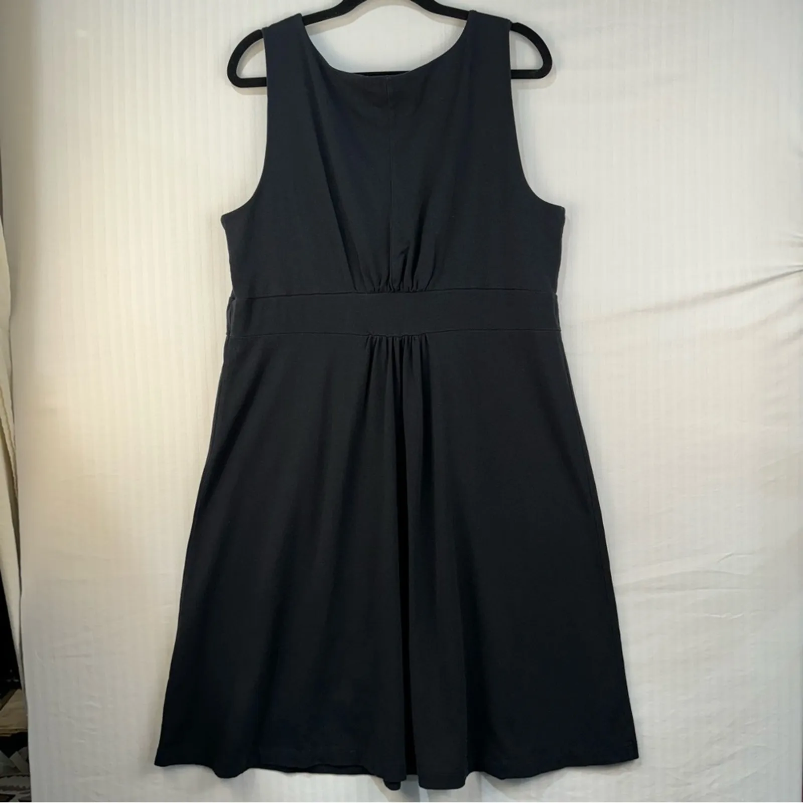 Land’s End Black Mini Dress Sleeveless Plus Size 1X Crossed V-Neck Cotton Blend - Image 6