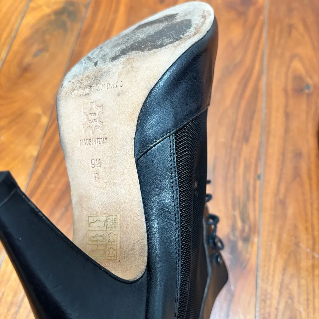 Loeffler Randall Georgia Leather & Mesh Lace-Up Heeled Black Bootie 9.5 - Image 10