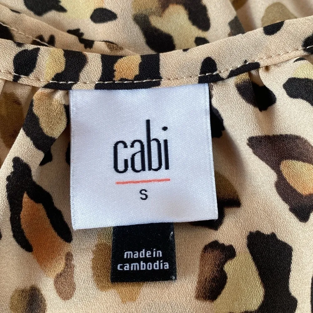 CAbi Animal Print Leopard Silky Cami Tank Top Tan Black Gold Size SMALL - Image 3