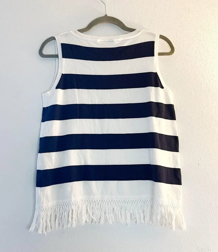Sail to Sable Top Hydna Fringe Sweater Tank Top Sz XS GUC Nautical Round Neck - Image 7