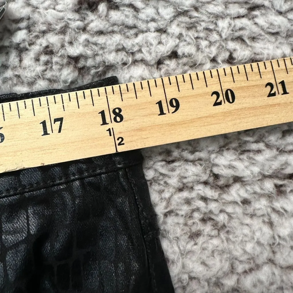 INC Denim Womens Straight Pants 18 Black Croc Faux Leather‎ Textured Y2K NWT Size XL - Image 9