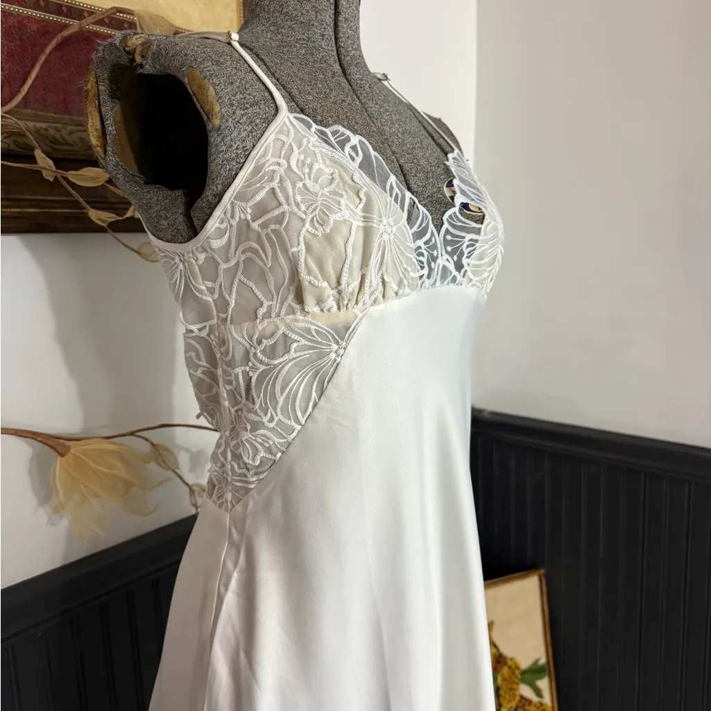 Rya Collection Milos Embroidered Lace Satin Slip Midi Gown Sz Small 🧡🍄 - Image 4