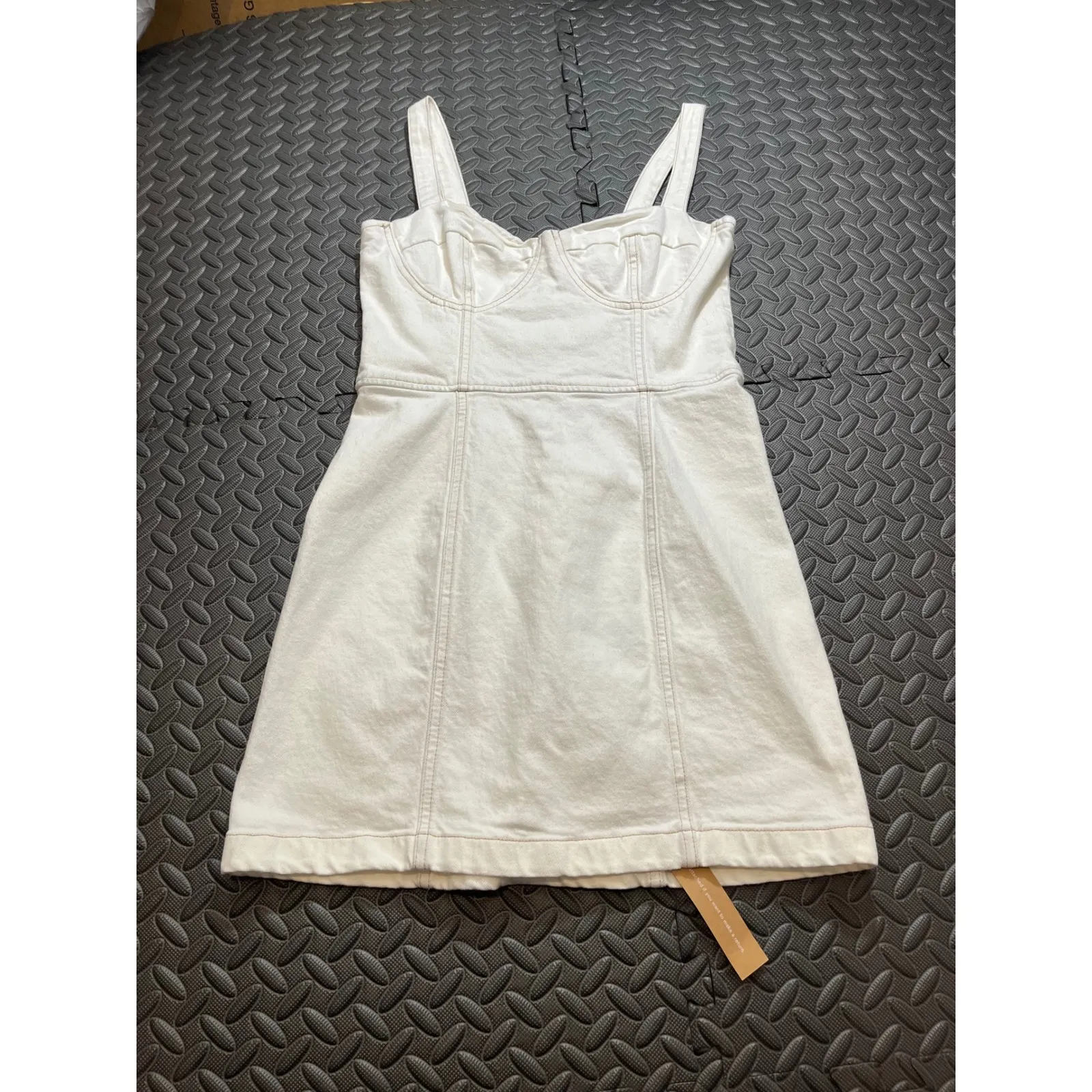 NWT REFORMATION Jeans Nikki Bustier Denim Mini Dress In Vintage White Size 8 - Image 2