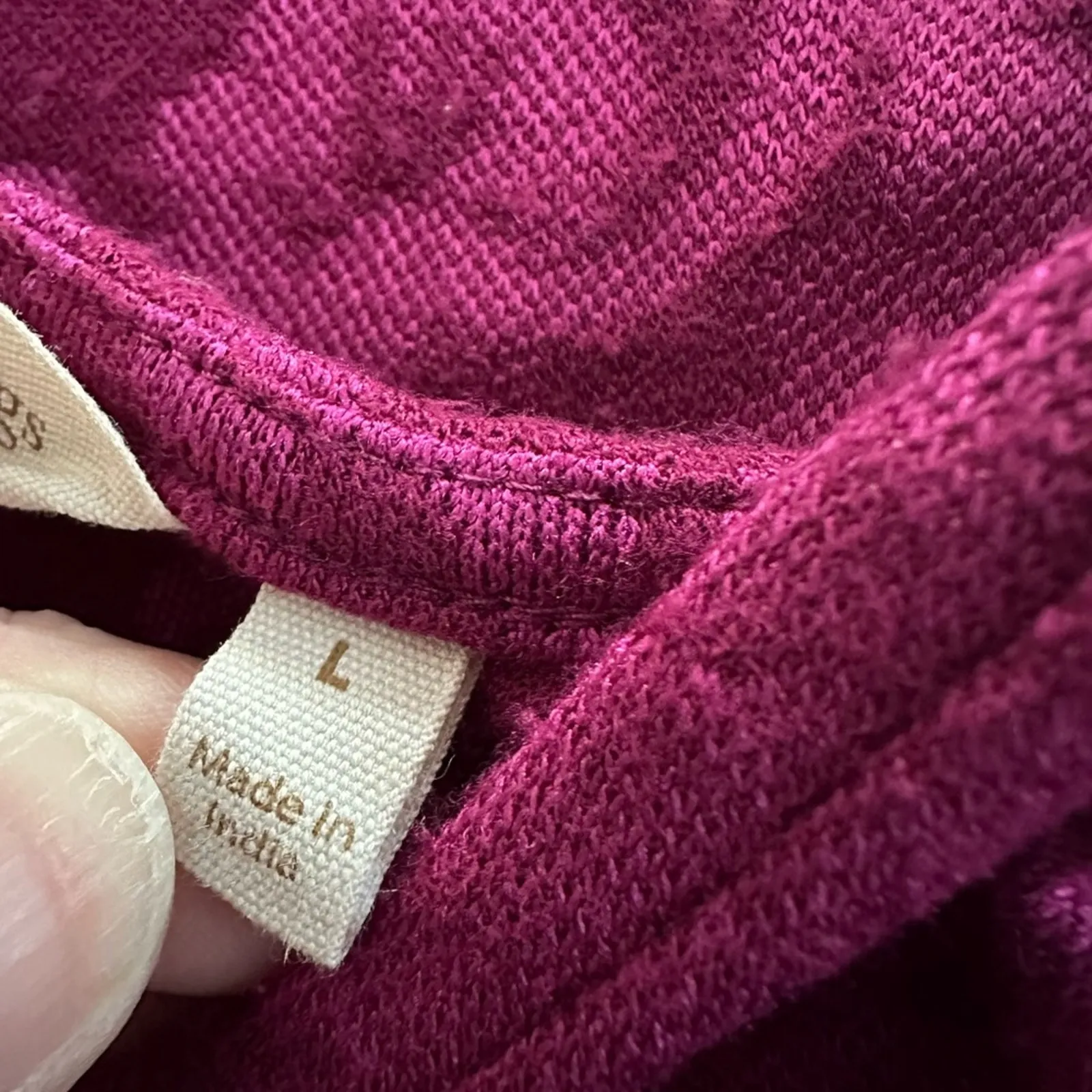 Soft Surroundings Fuchsia Jacquard Long Sleeve Top Fall Cozy Berry Pink Large - Image 6