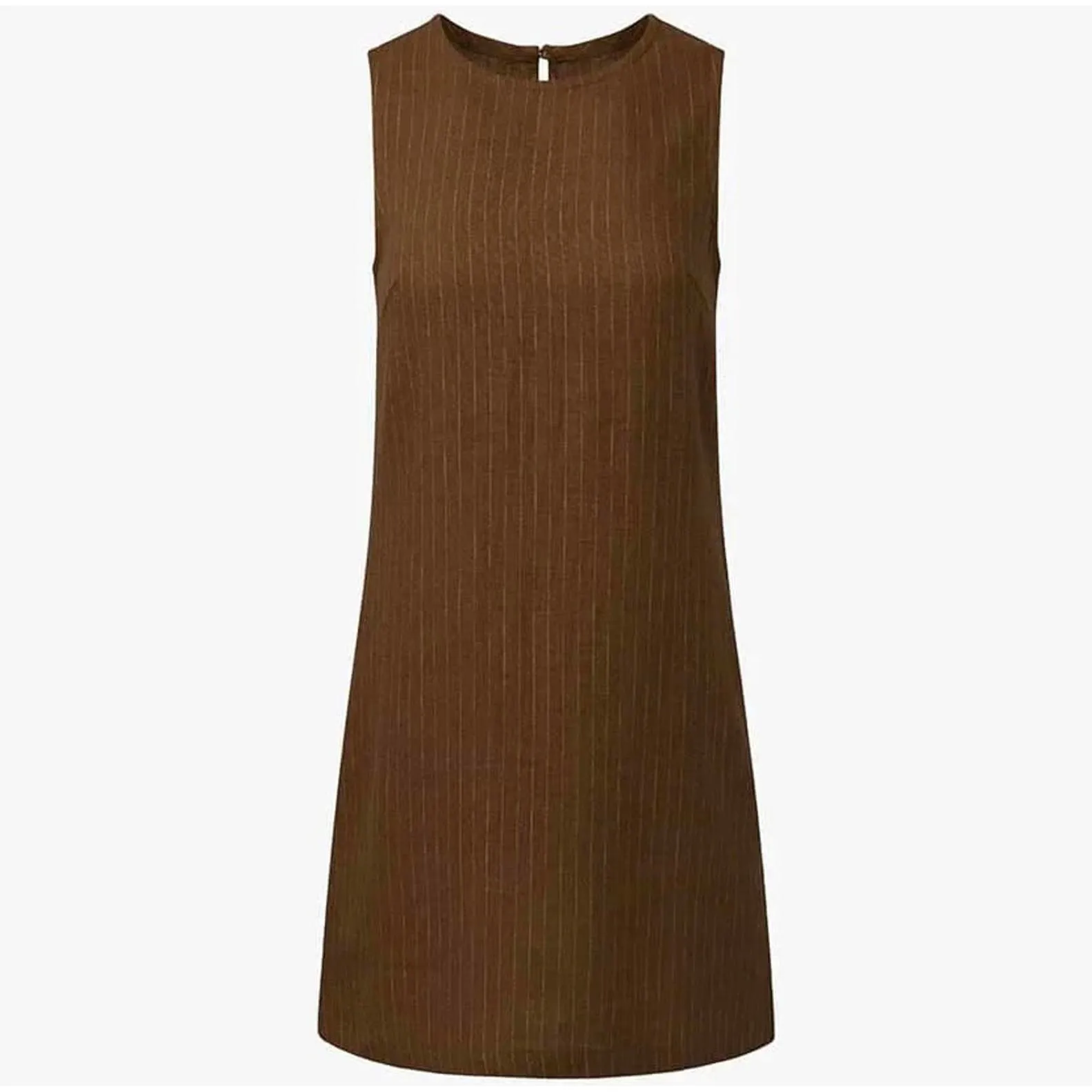 WeWoreWhat Stripe Linen Blend A-Line Muscle Mini Dress Brown NWT XS - Image 5