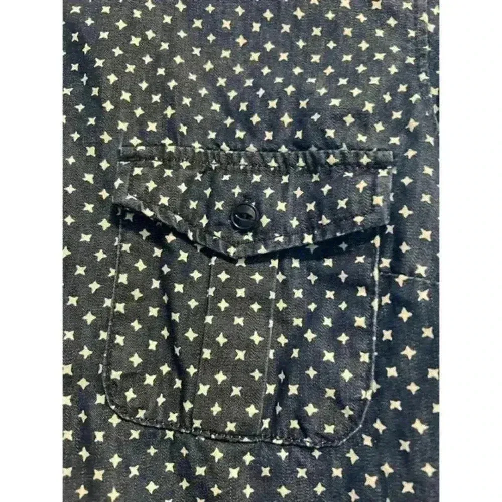 J. Crew Denim Distressed Star‎ Button Up Shirt Size 4 - Image 5