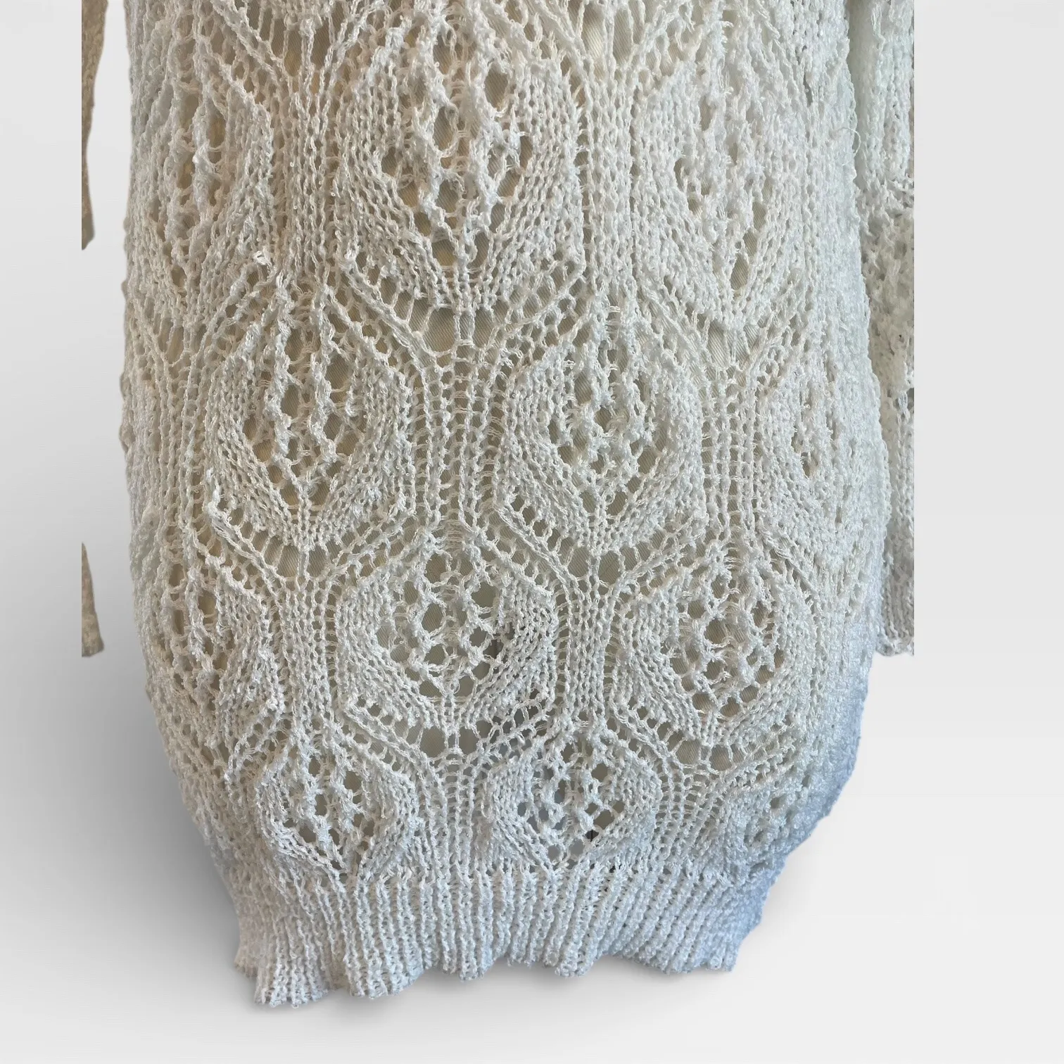 POL White Crochet Knit Swim Cover Up Tunic Boho Beach Resort Size Small - Image 4