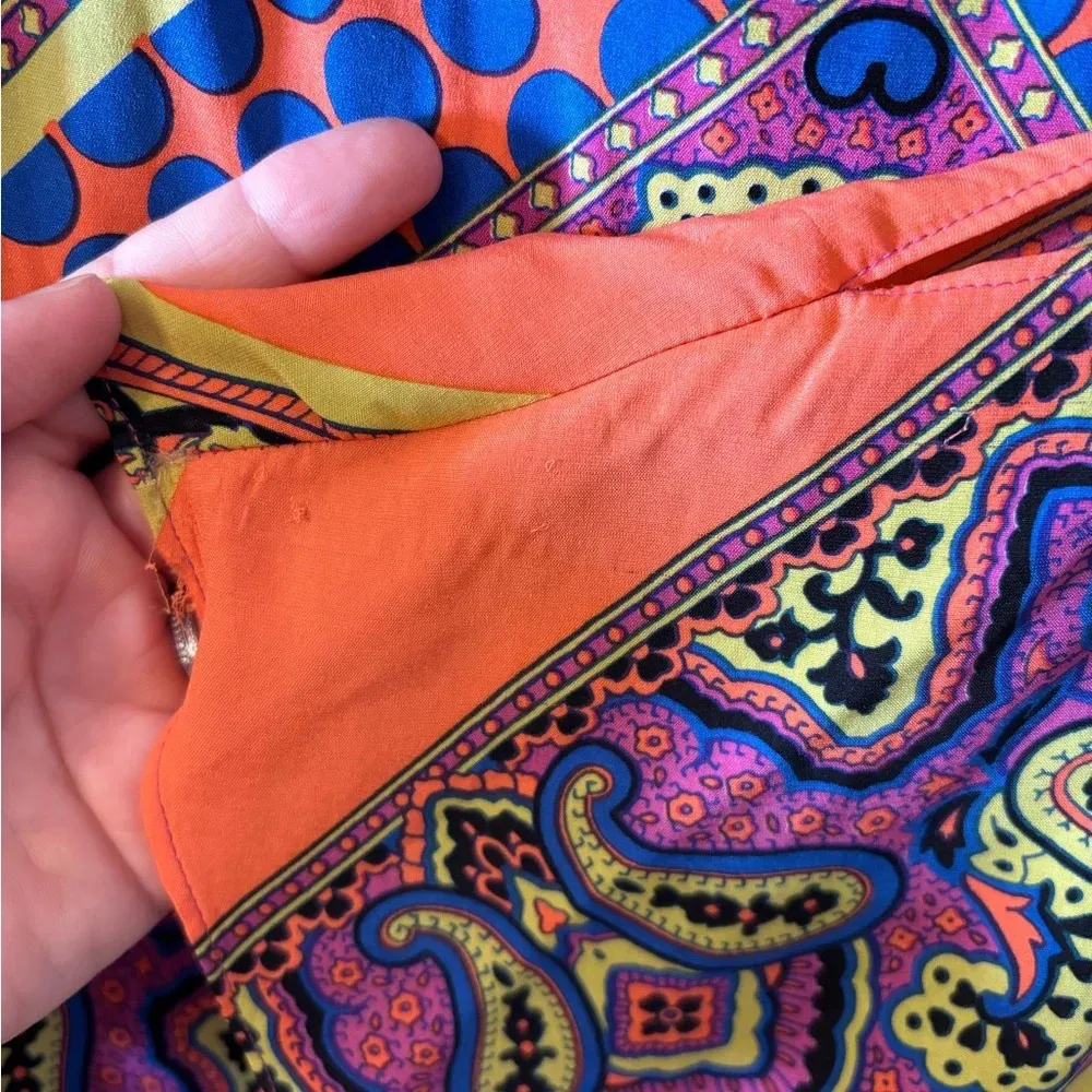 Boho Hale Bob Silk belted caftan mini dress size small - Image 4