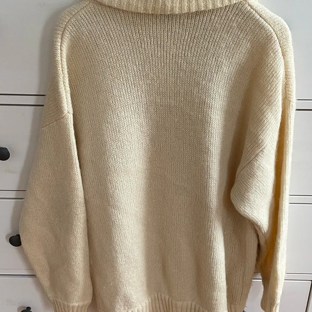 I.B. Diffusion cream wool mohair blend oversized chunky shawl collar cardigan S - Image 12