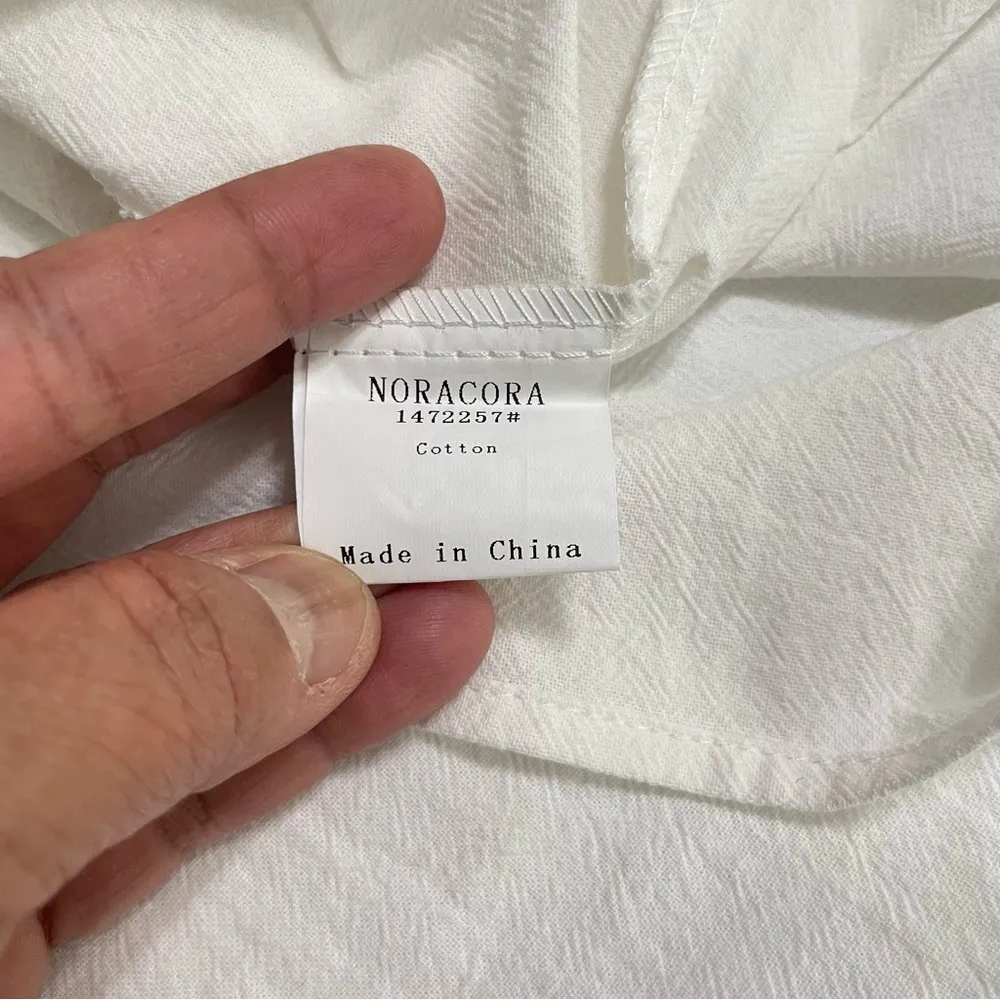 Noracora Women Size S
Cotton Shift Dress Mid Sleeve
Cream Embroidered Lace
Neck Tan - Image 8