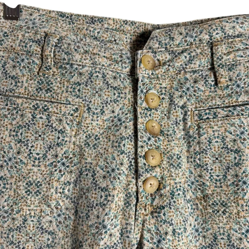 Anthropologie Pilcro Ultra High Rise Slim Utility Jeans Neutral Floral Size 27 - Image 5