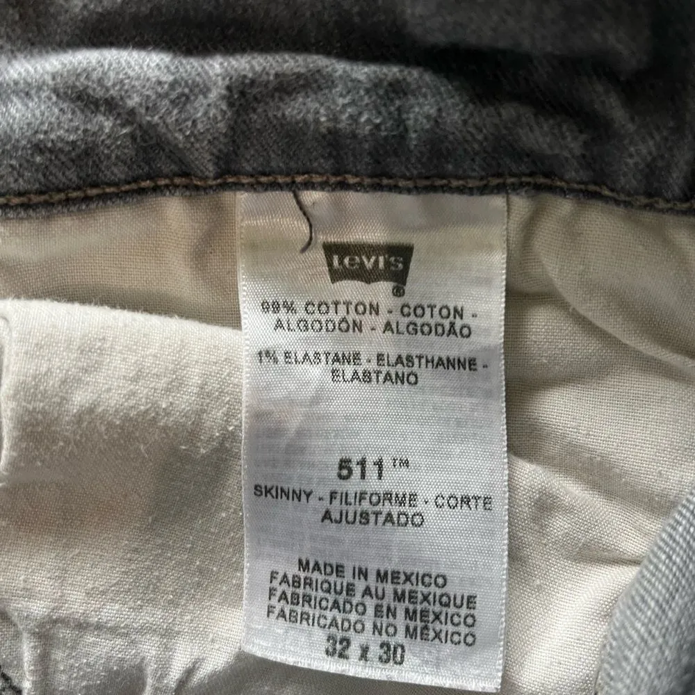 Levi's Cinch Waist 511 Gray Straight Leg Women's Jeans SZ 32/30 Flap Pockets - Image 13