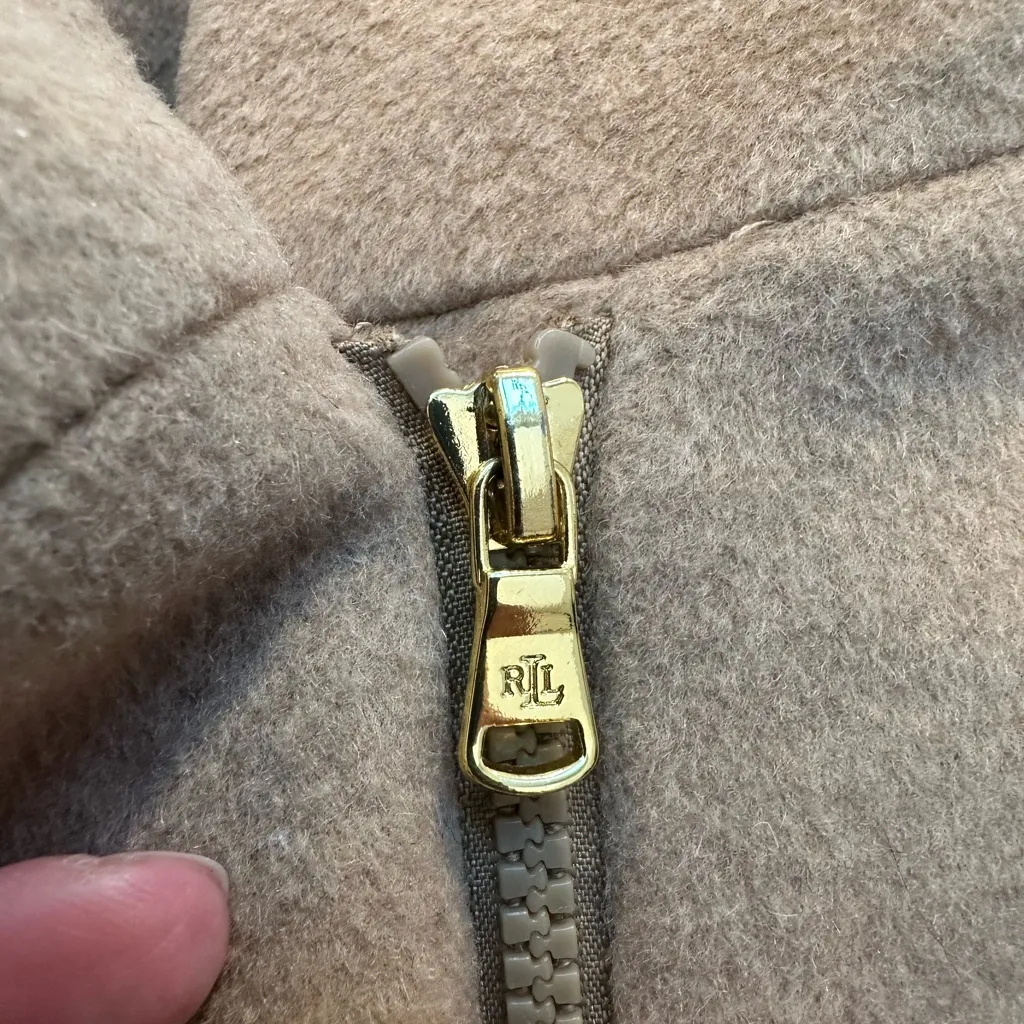 LRL Lauren Ralph Lauren Buckle-Front Walker Coat Wool Camel Color Size 12 Large - Image 9