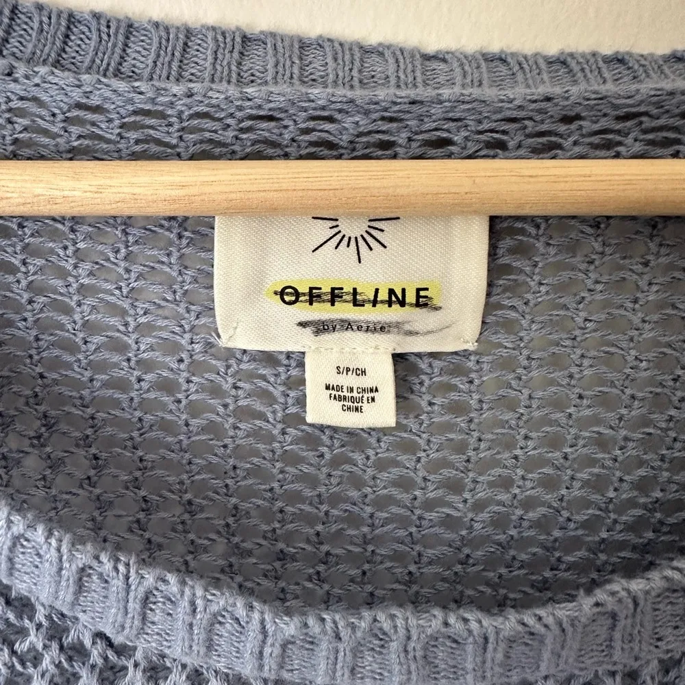 Aerie Offline Ombré Open Knit Cropped Sweater Size S travel Popover Lightweight - Image 3