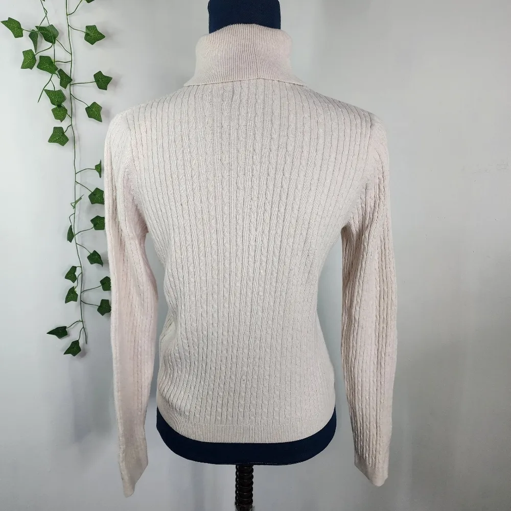 Pria Oatmeal Cable Knit Cotton Turtleneck Sweater Size undefined - Image 5