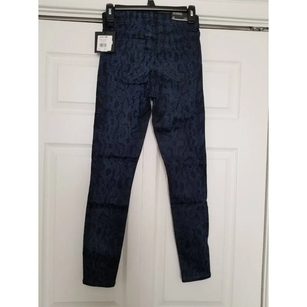 Joe's Jeans The Charlie High-Rise Skinny Ankle Black & Blue Snake Print Sz 25 - Image 3