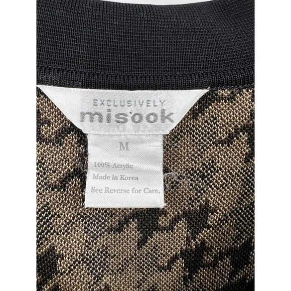Misook Houndstooth Knit Cardigan Jacket Blazer‎ Career Wear Black Brown M - Image 3