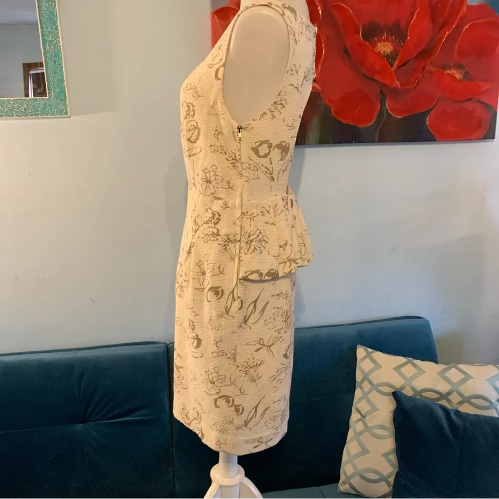 ANTHROPOLOGIE MOULINETTE SOEURS Gold Ivory Floral Dress Size 4 S Small - Image 3