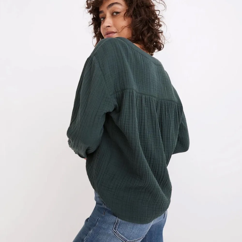 Madewell Lightspun Evert Top Midnight Green Size M - Image 2