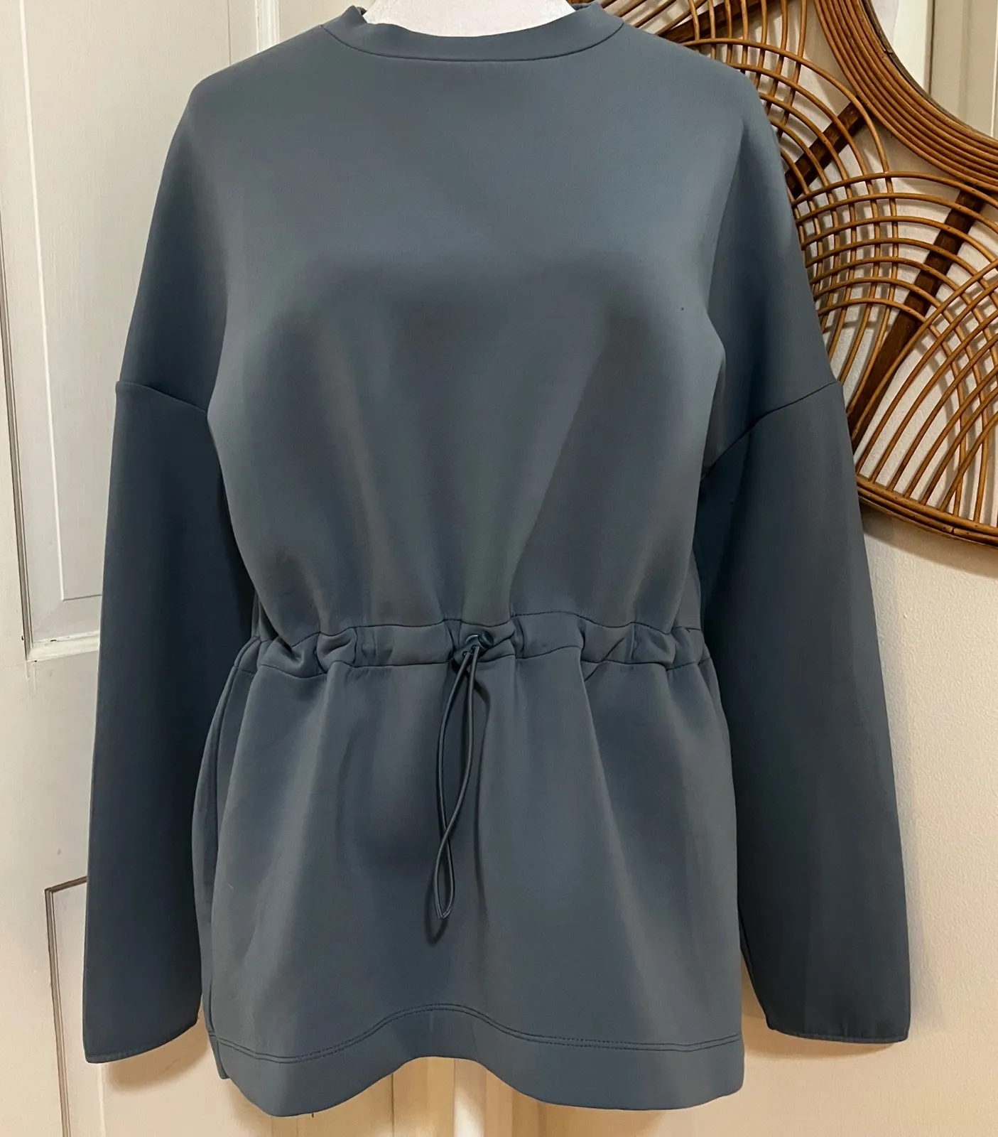 Sweaty Betty Grace Cozy Blue Oversized Scuba Sweatshirt Top XXS RUNS LARGE - Image 1