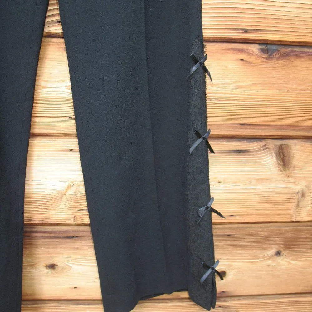 Escada High Rise Crepe Wool Flare Leg Pants Black Size 10 - Image 5
