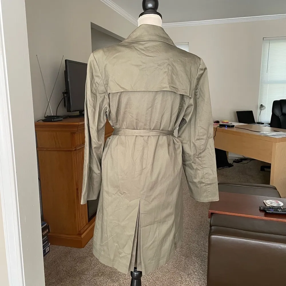 Ashley Stewart Double Breasted Trench Belted Coat Size 12 Color Olive Green NWT - Image 3