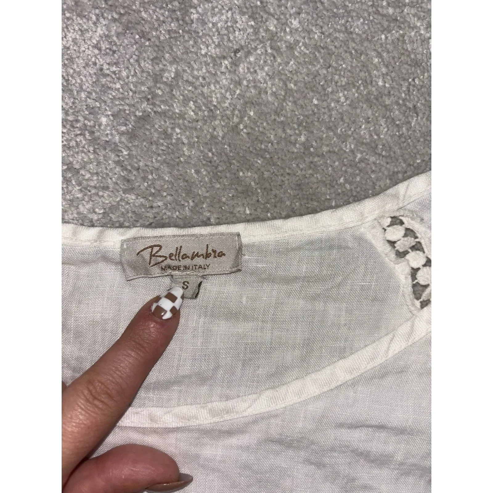 Bellambra Linen Top Women Small white Bell Sleeve‎ Linen Made in Italy - Image 4