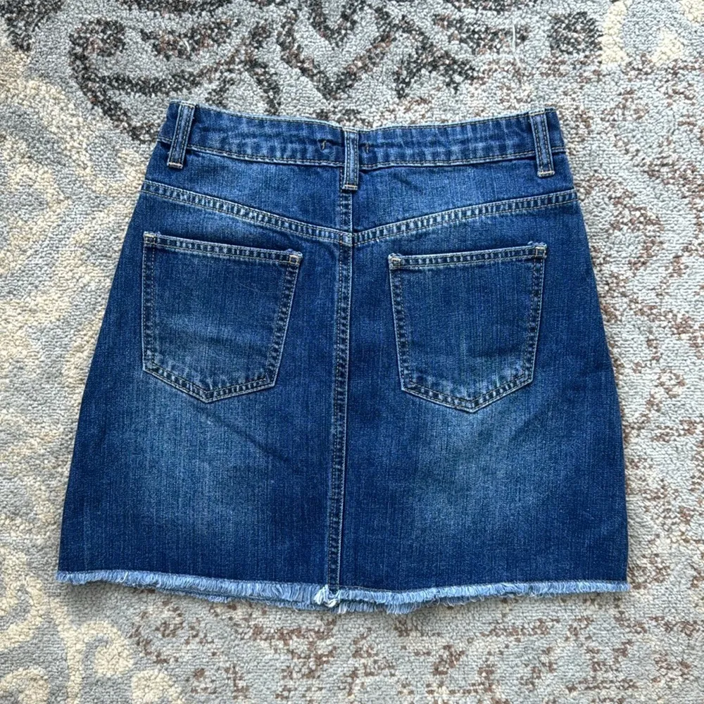 Nasty Gal Ripped Distressed Denim Mini Skirt Blue 6 - Image 5