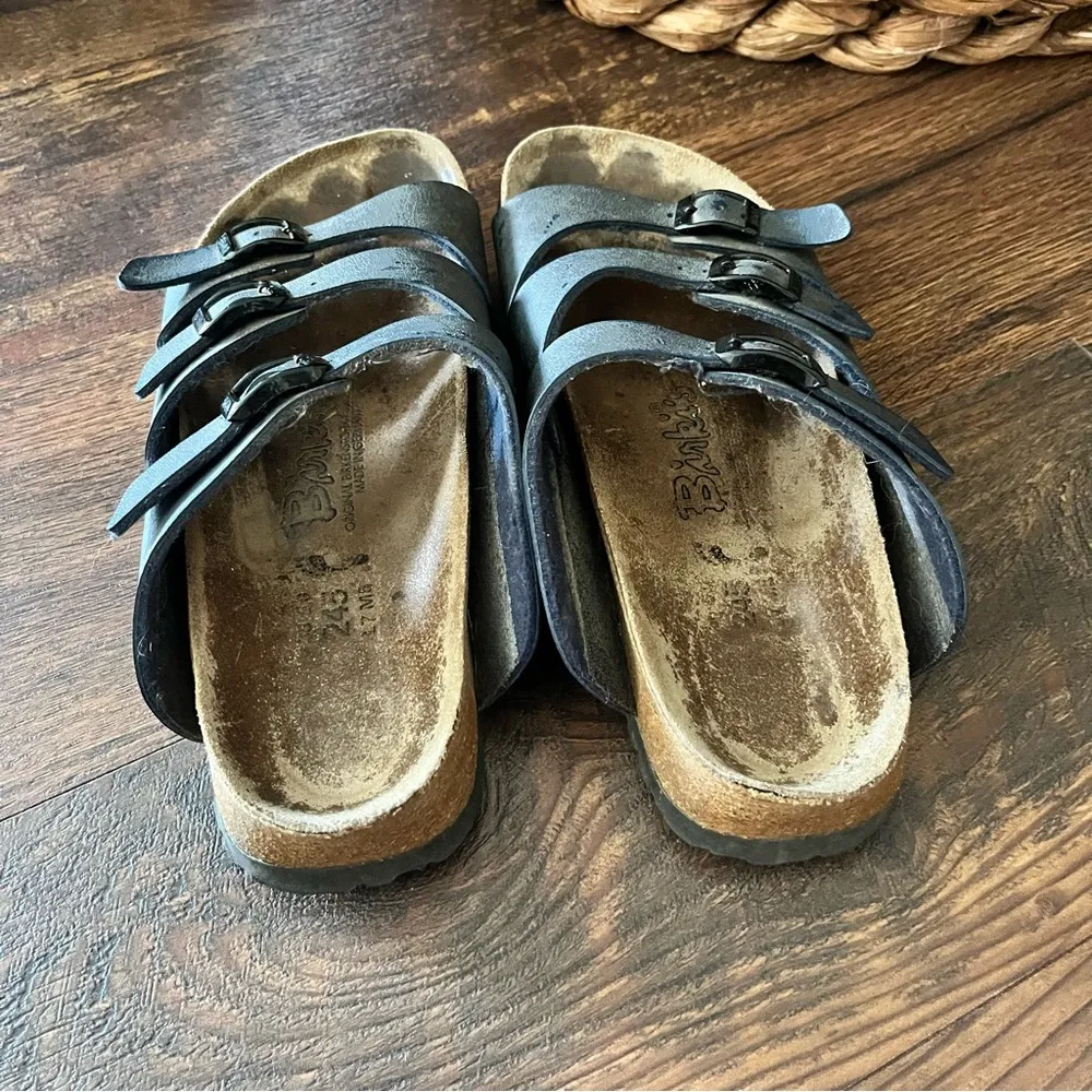 Birkenstock Florida Birko-Flor 3 Strap Blue 245 L-7 Sandal - Image 3