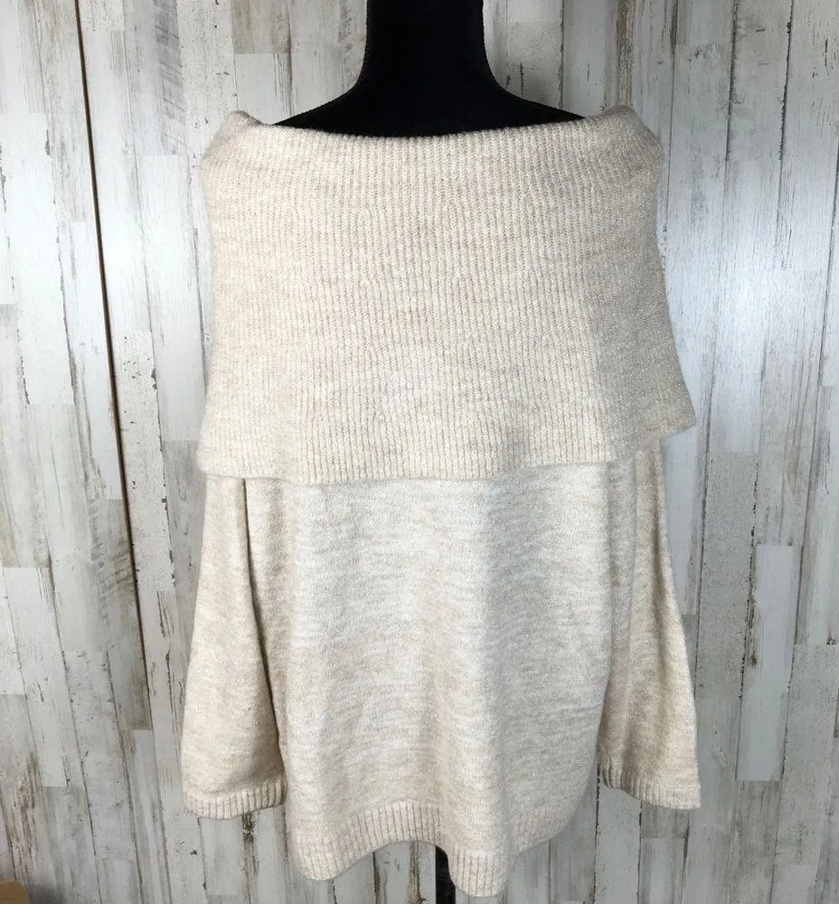 Caslon Metallic Convertible Sweater Shimmer 2X Tan - Image 6