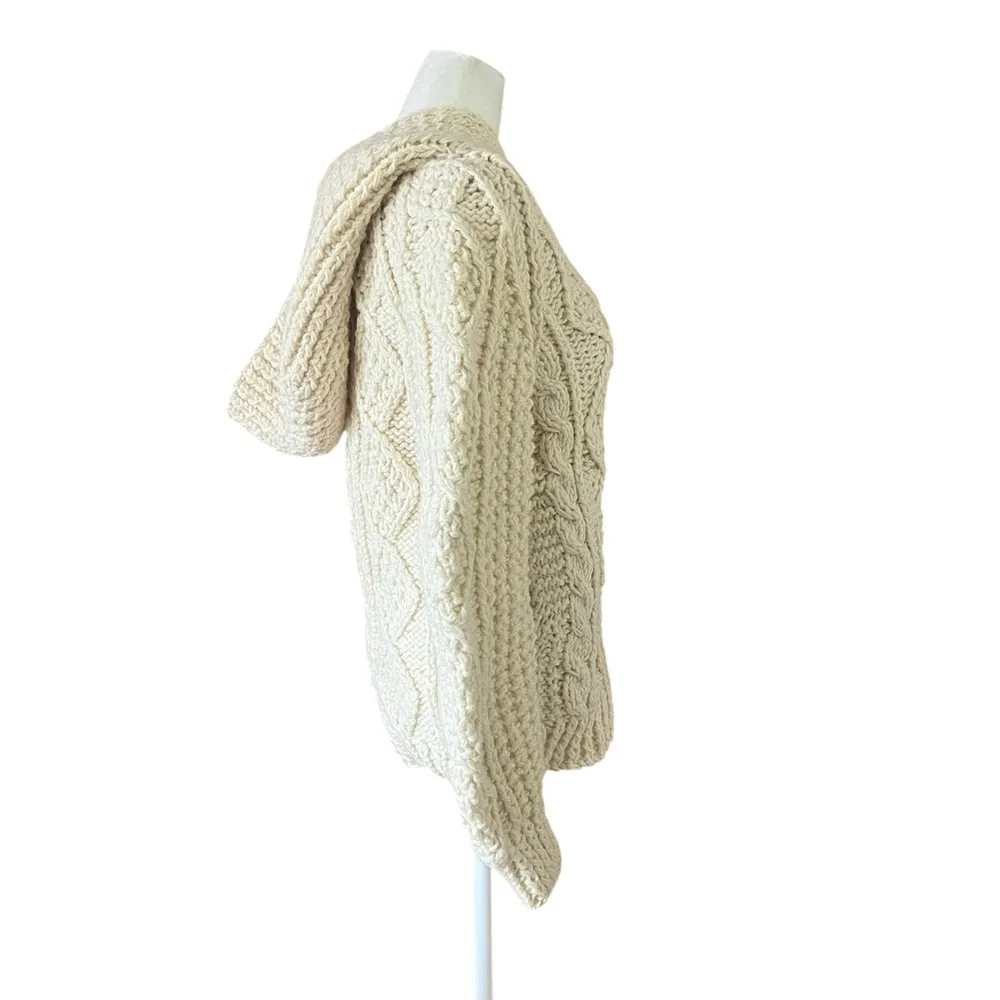 Parker Beige V Neck Cable Knit Sweater - Image 2