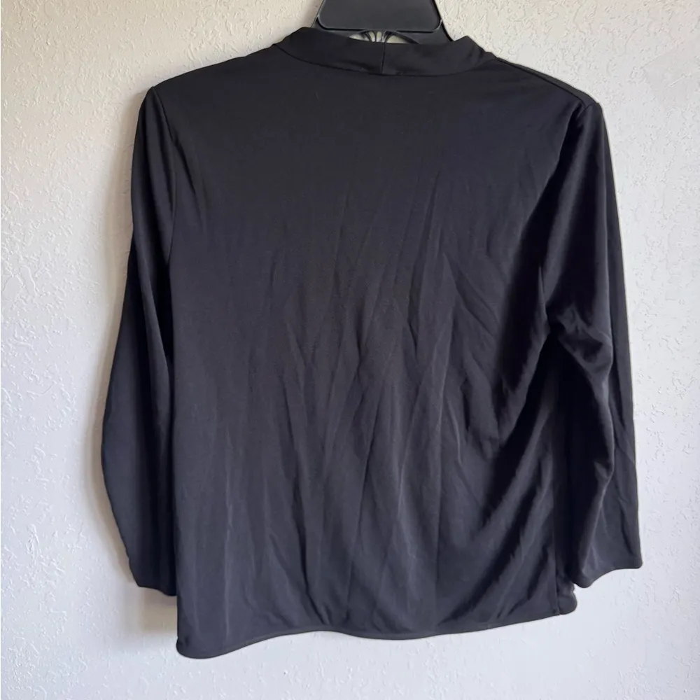 Ann Taylor Factory Black V-Neck Faux Wrap Blouse Women S Office Career Minimal - Image 6