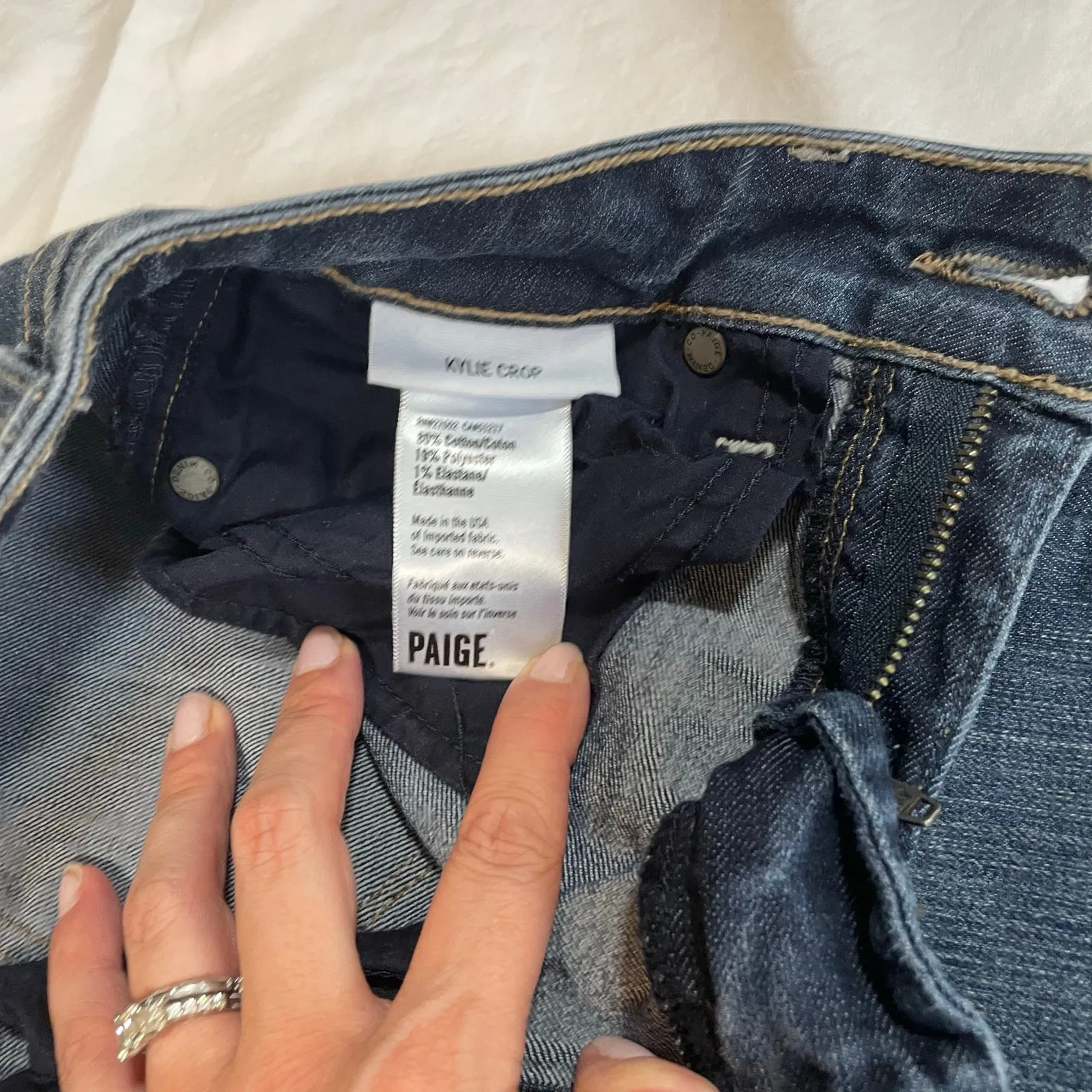 Paige denim Kylie crop jeans. Size 26. Dark wash.  Finished hem. Zip fly - Image 4