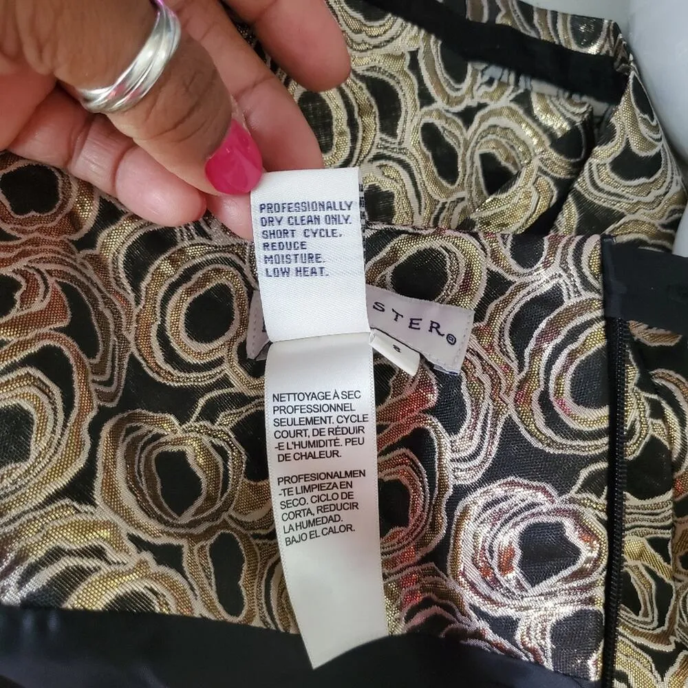 Doncaster Black & Gold Metallic Dressy Circle Skirt Size 8 NWT - Image 7