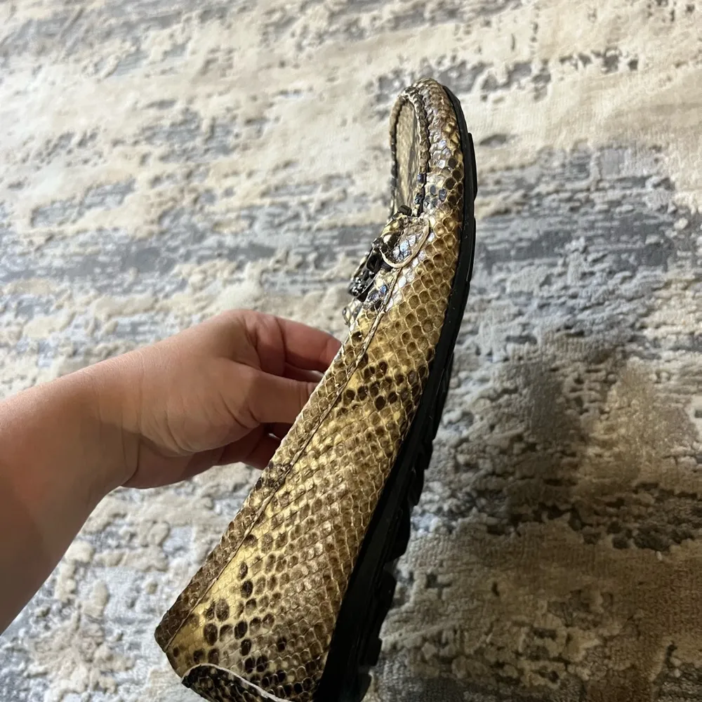 Stuart Weitzman Brown Snakeskin Slip On Loafers Size 7.5 US - Image 3