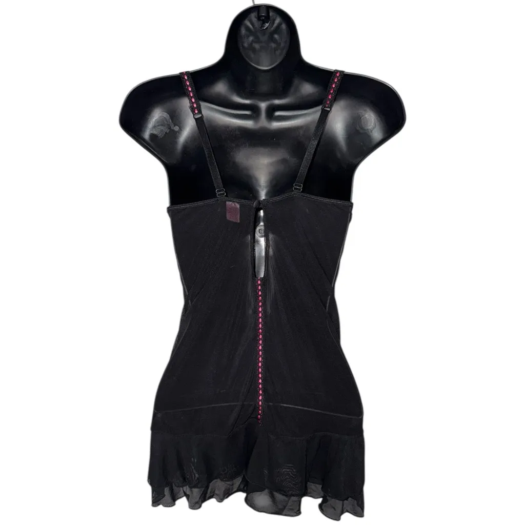 Goth Witchy Vamp Black and Pink Lace Chemise Lingerie‎ Corset Style Dress Size undefined - Image 2