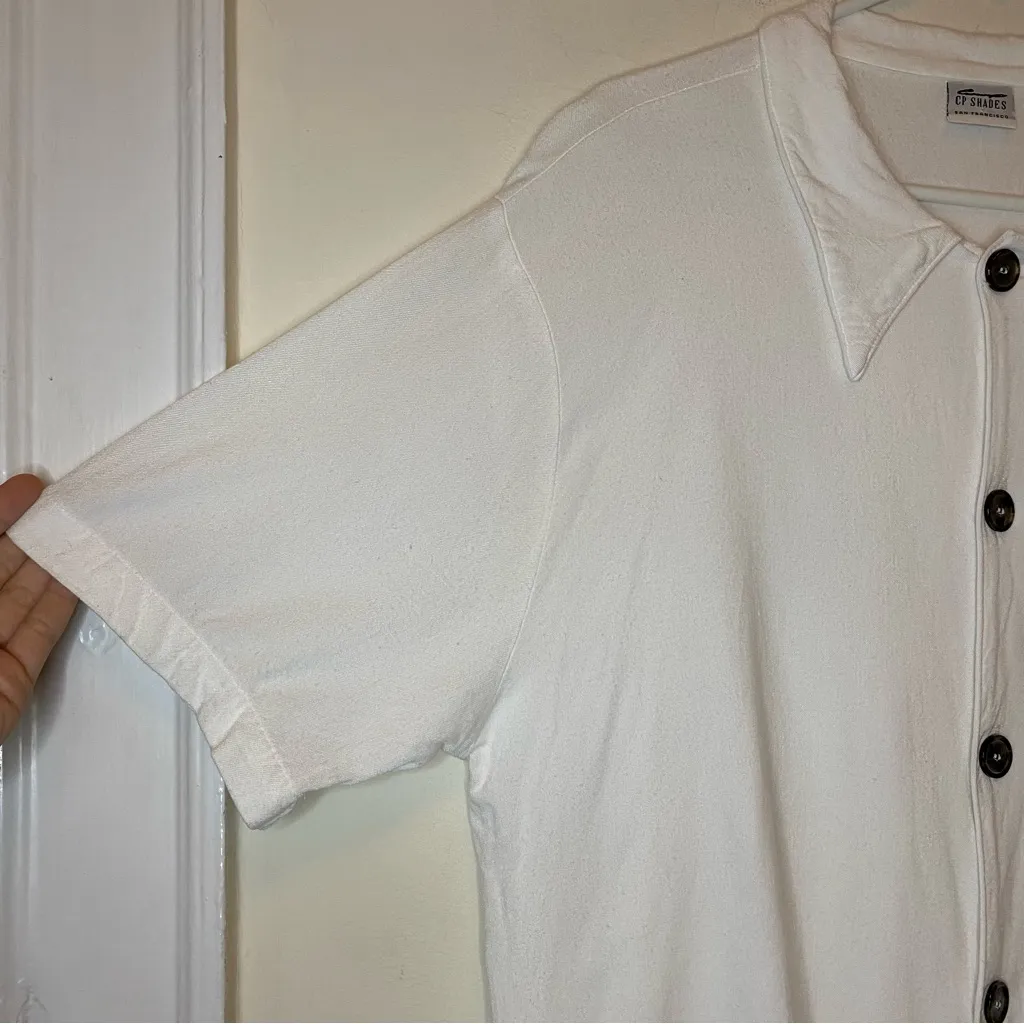 CP SHADES Button Down Short Sleeve Boxy Rayon Blouse White Sz Large - Image 5