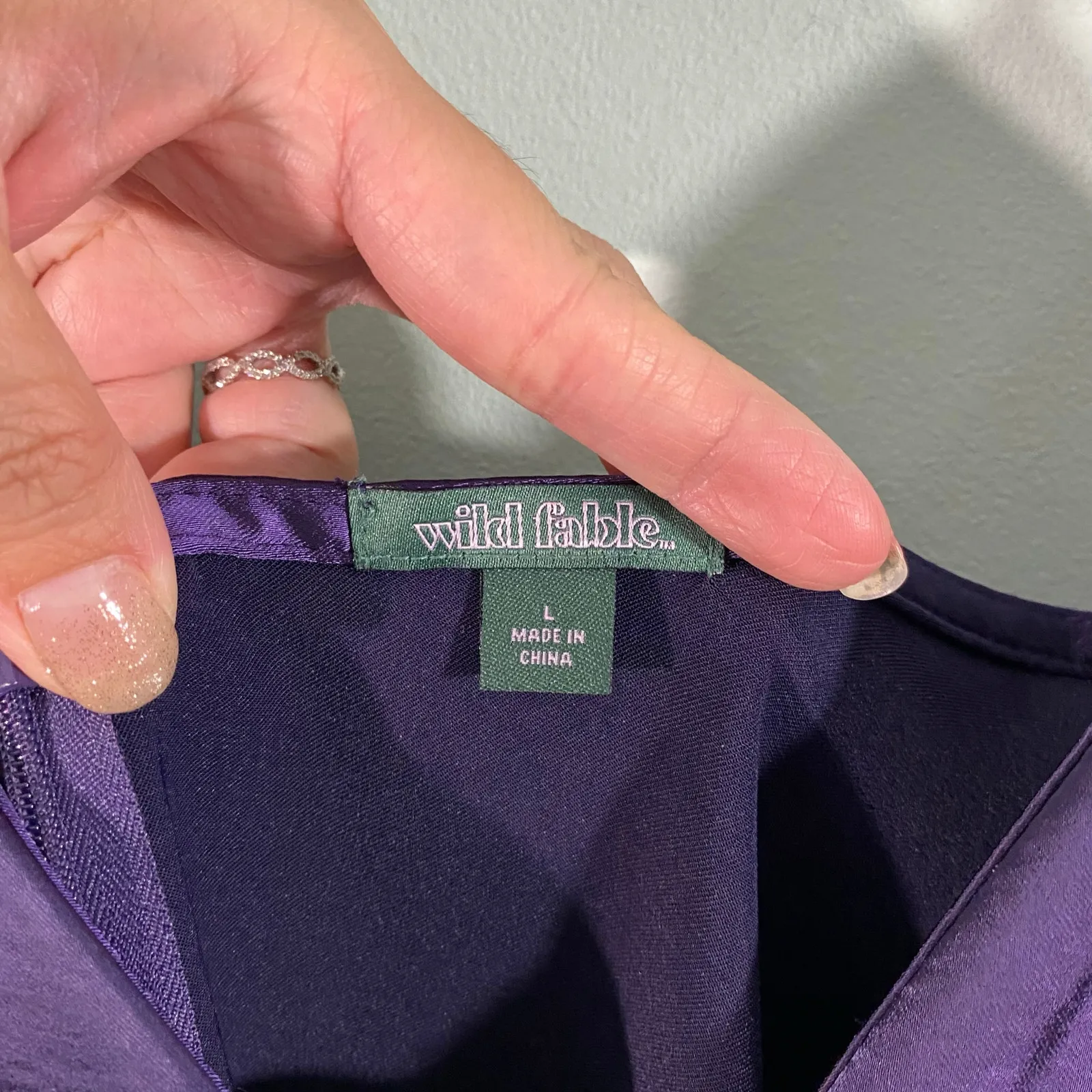 Wild Fable Women Purple Satin Midi Length Strappy Slip Dress Size L - Image 6