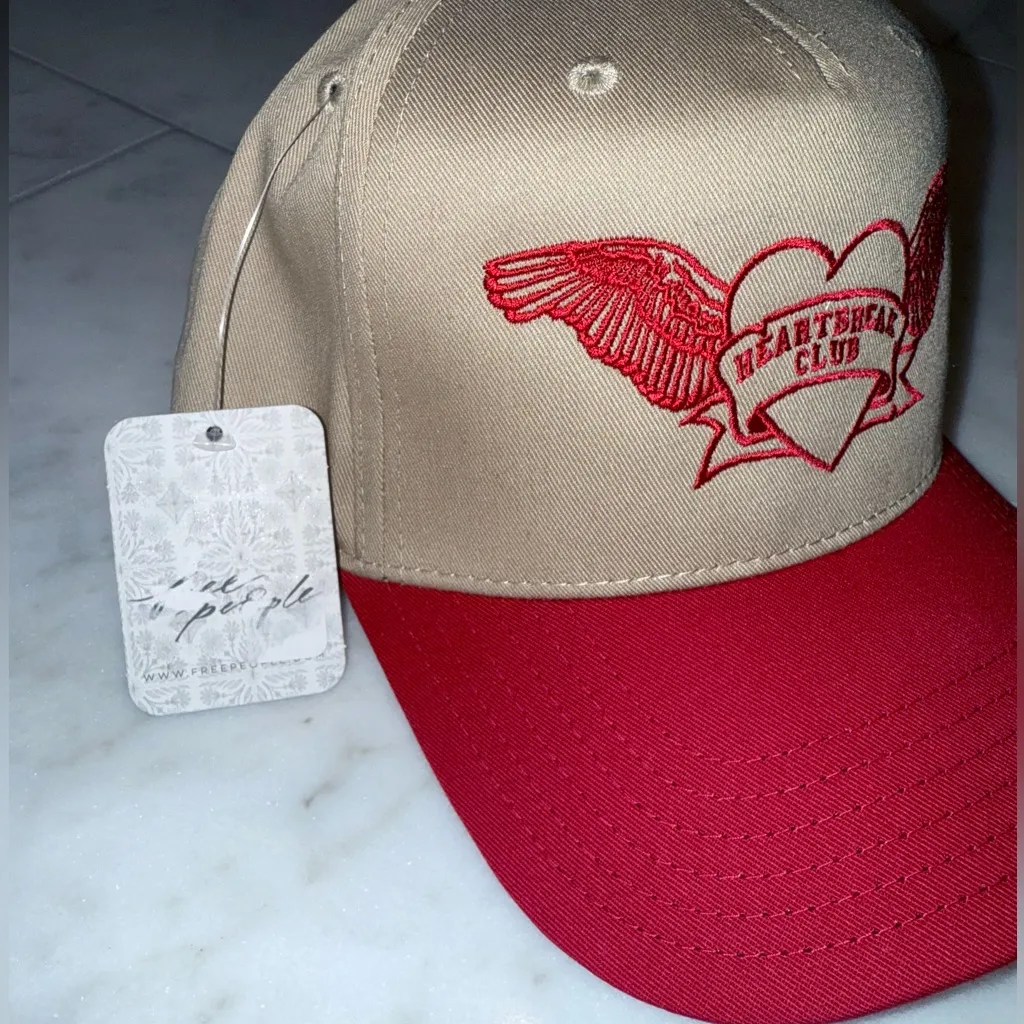 Free People Heartbreak Club: Red and Tan Trucker Hat - Image 2