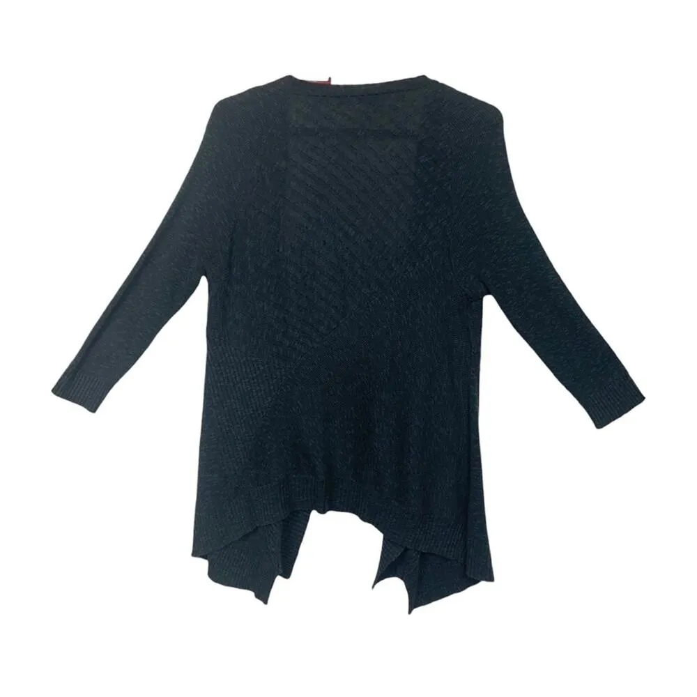 Eileen Fisher womens XS cardigan linen blend gray open front sweater casual mini - Image 3