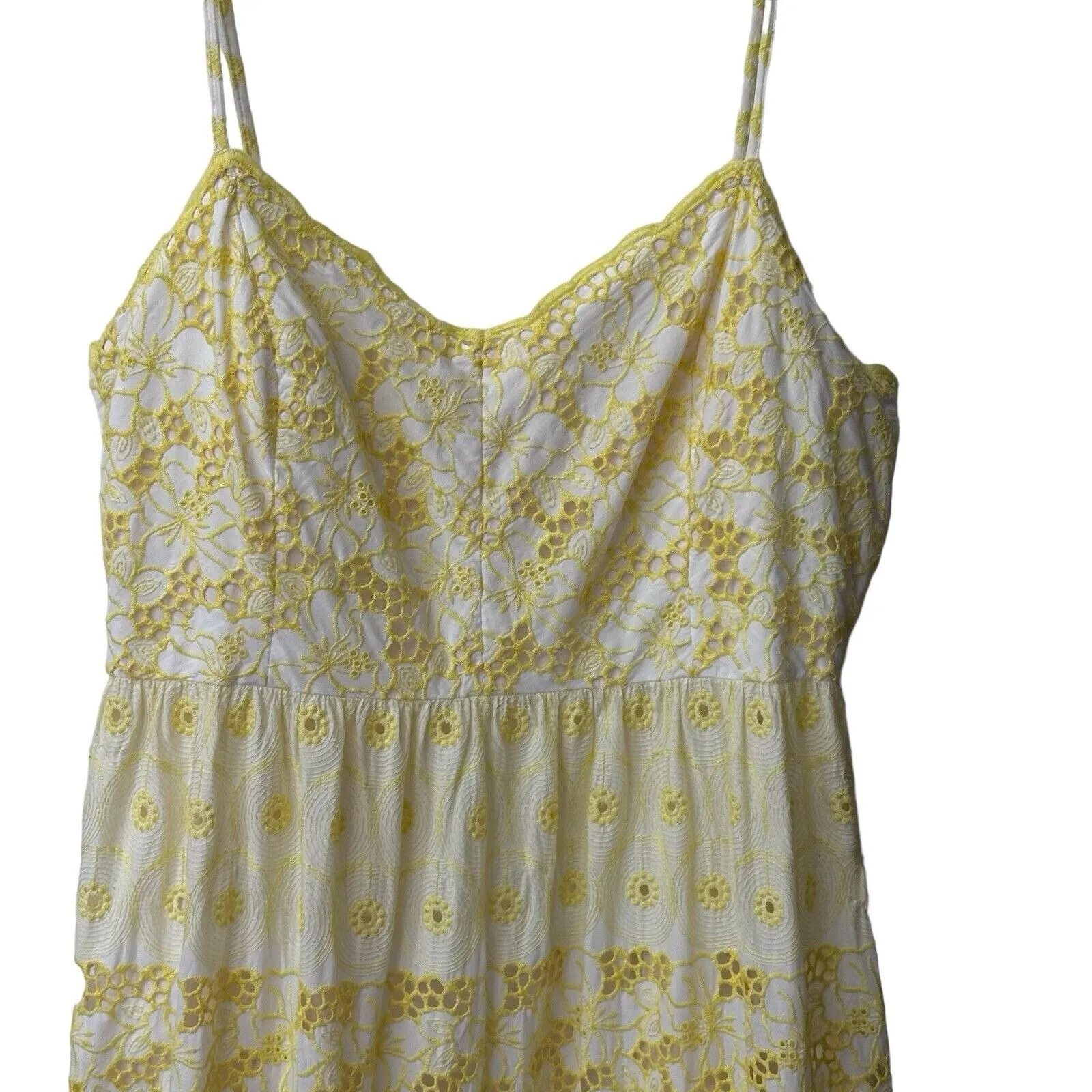 Lilly Pulitzer Kyla Maxi Dress Size 16 St. Tropez Yellow Garden Gate Eyelet‎ - Image 2