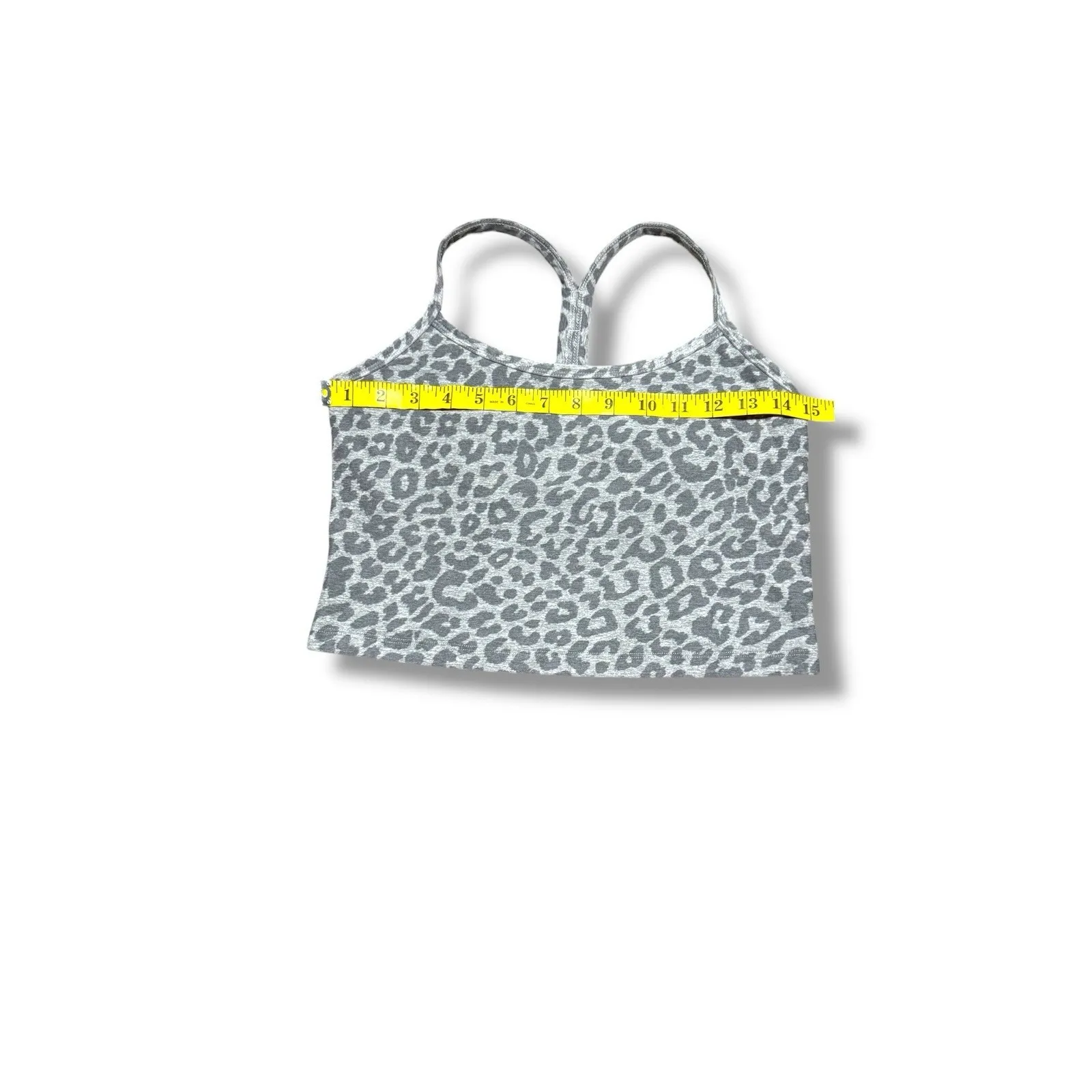 Beyond Yoga Medium Spacedye Slim Racerback Cropped Tank Smoke Leopard Gray - Image 3