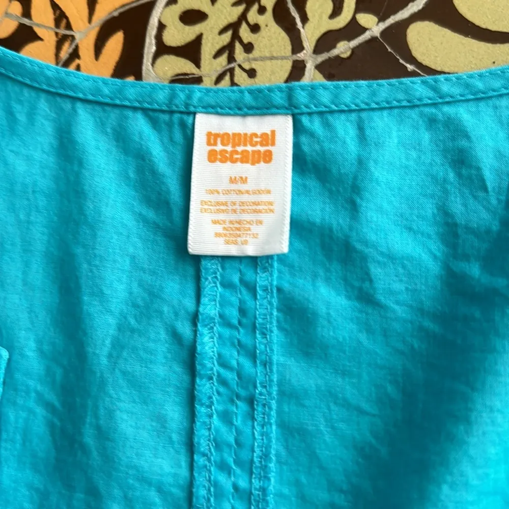 TROPICAL ESCAPE EMBROIDERED BEACH TUNIC Sz:M - Image 4