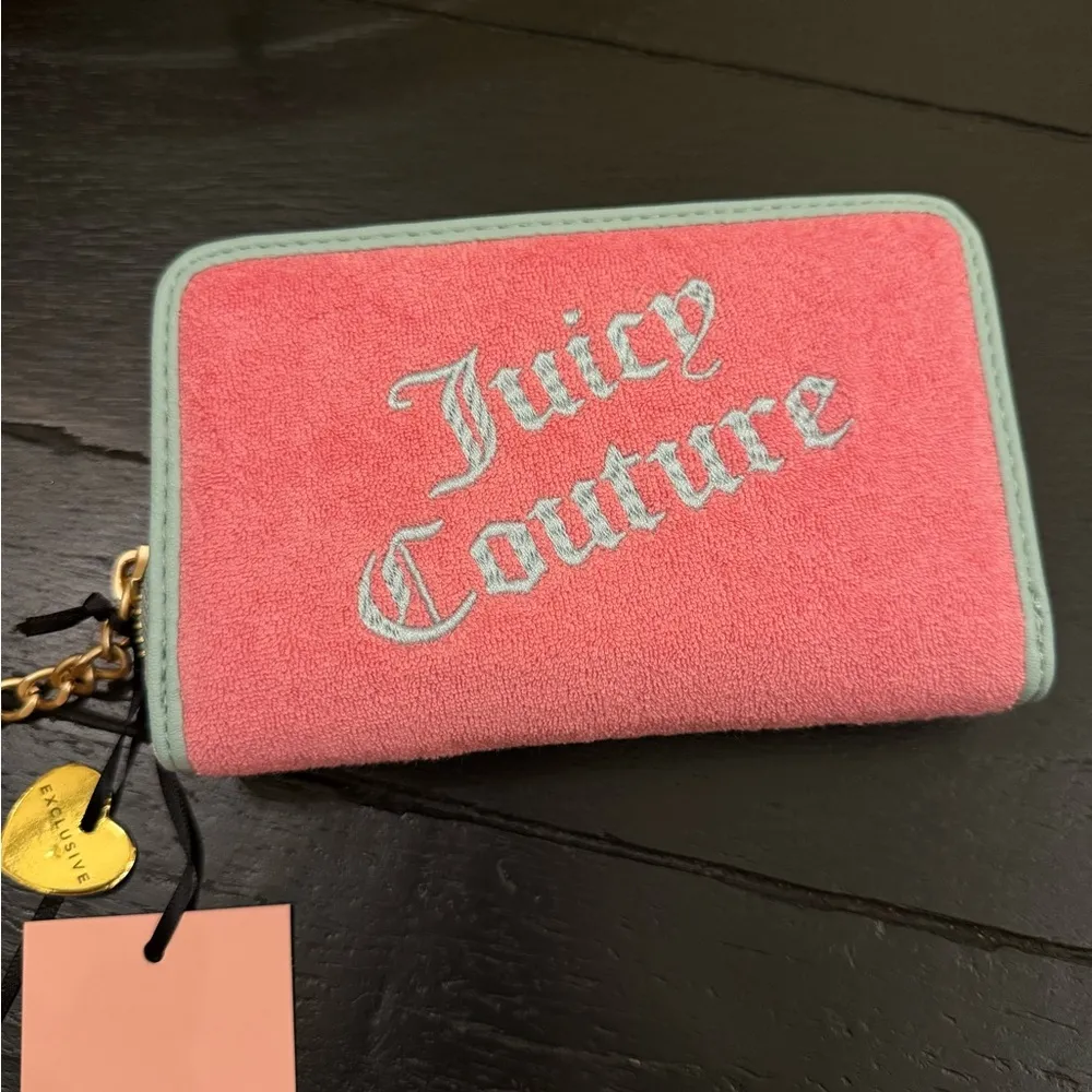 NWT Juicy Couture Pink & Blue Terry Wallet Coin Purse Bi-fold - Image 2