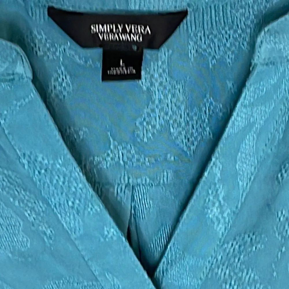 Simply Vera  Vera Wang. Blouse. Long Sleeves. Size Large. Teal - Image 2