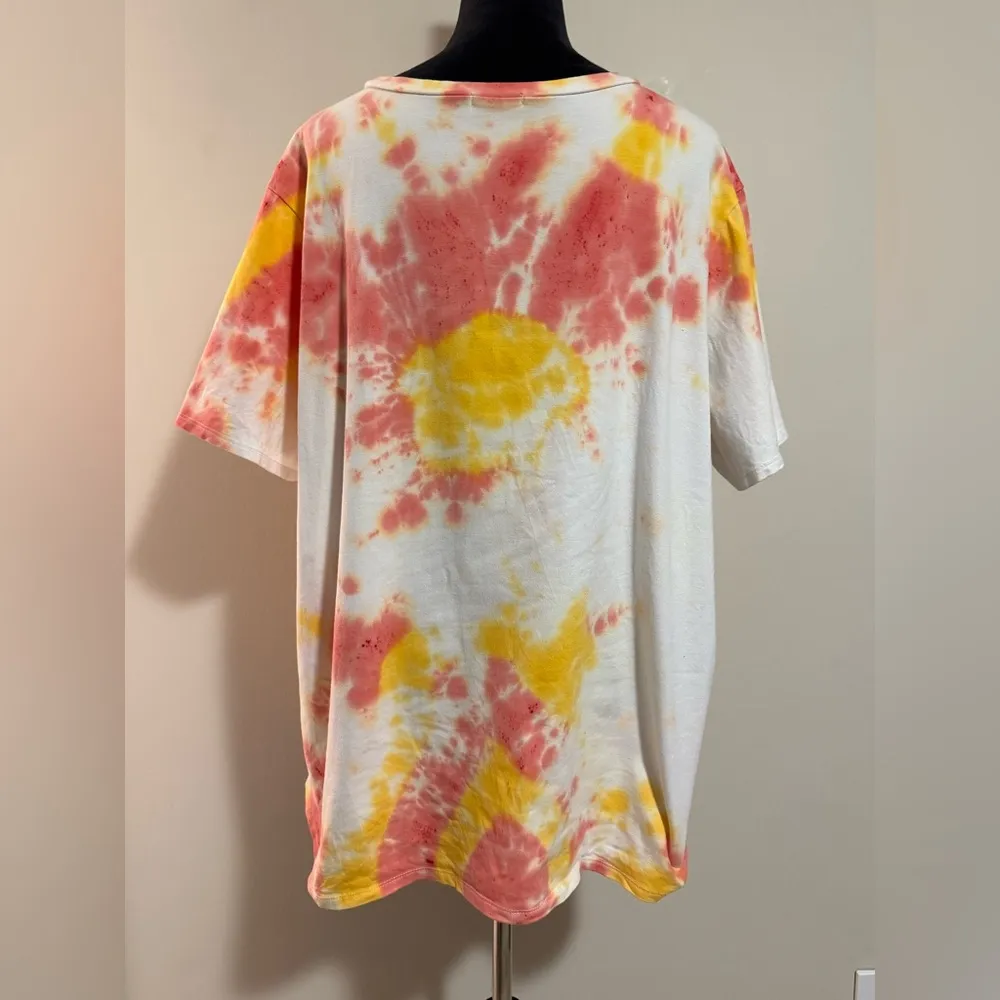 Handmade Pink Clove Red and Orange Tie Dye Milano Graphic Tee size 20 - Image 5