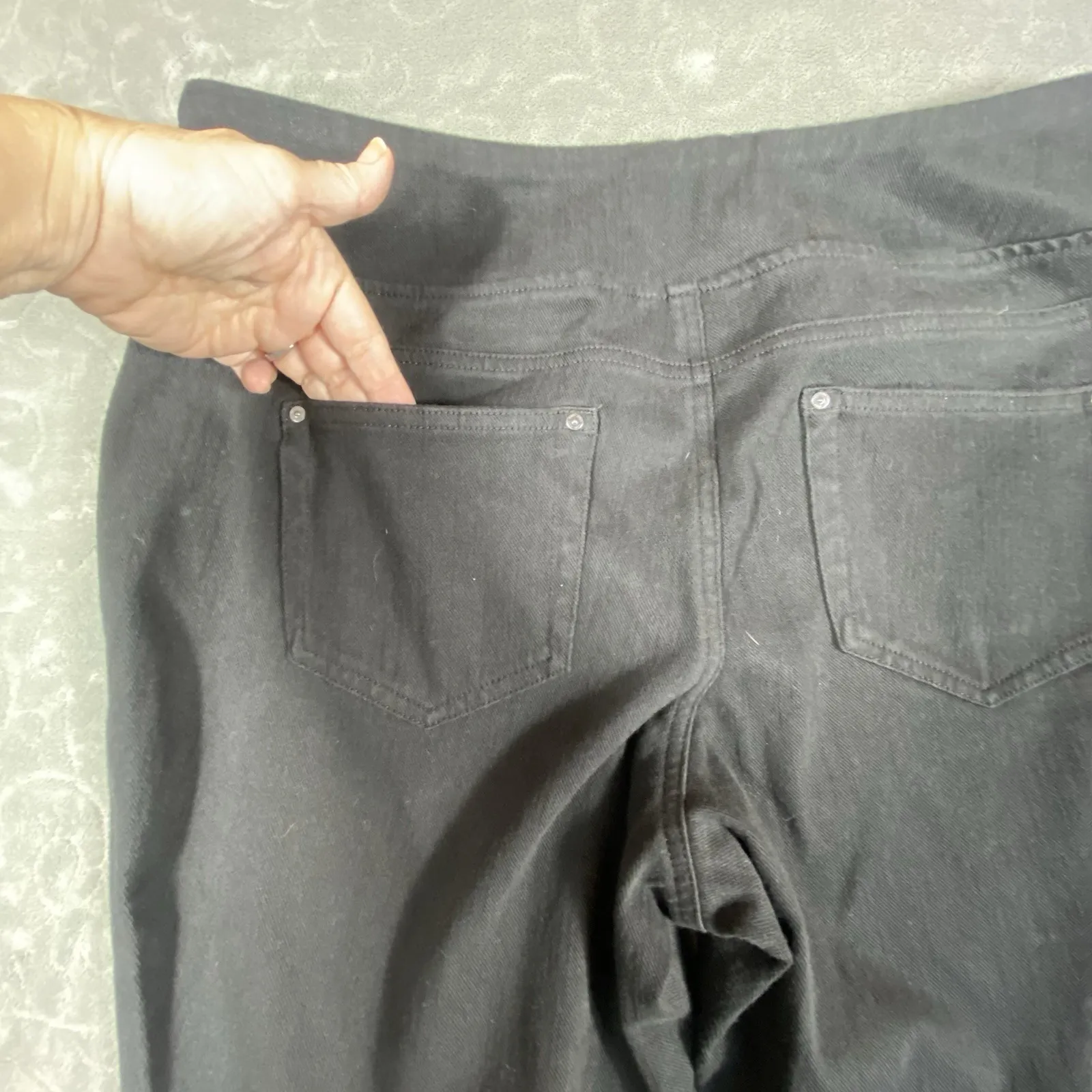 Belle Kim Gravel Black Pull On Jeans Pants Women 20 Plus Petite Stretch Slimming Size undefined - Image 15