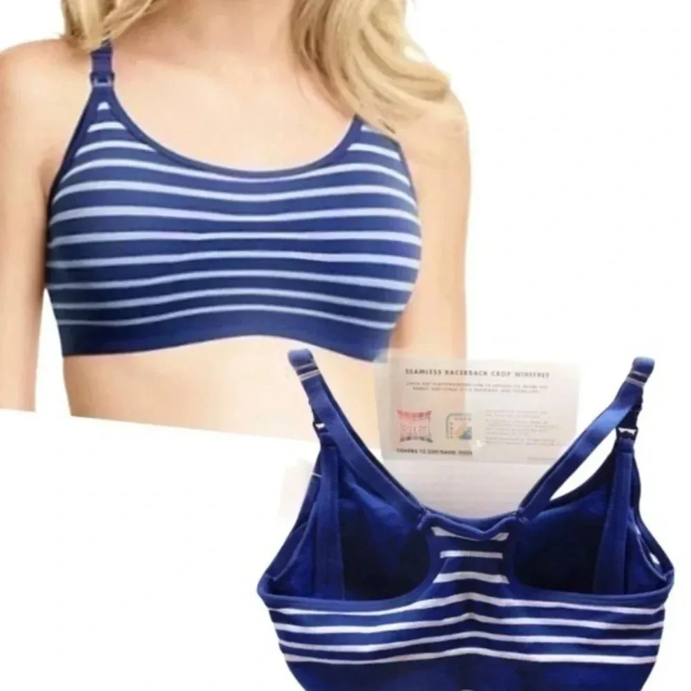 Playtex Nursing Seamless Racerback Wirefree Blue and Gray‎ Size Small​​ - Image 2