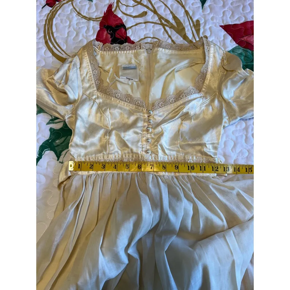 70s Gunne Sax Off White Romantic Victorian Prairie Wedding Dress Sleeves Size 5 - Image 4