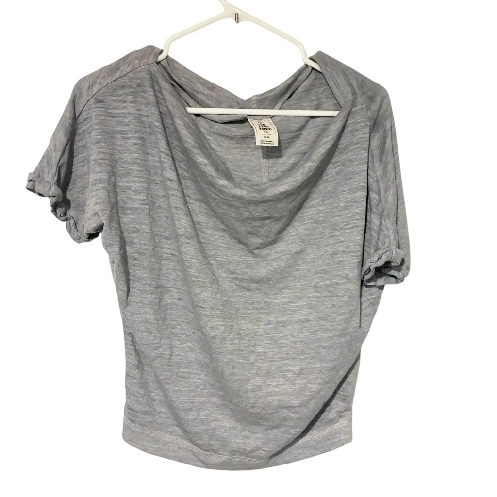 We The Free People‎ XS Astrid Convertible Neck Oversize T-Shirt Gray Spacedye - Image 2
